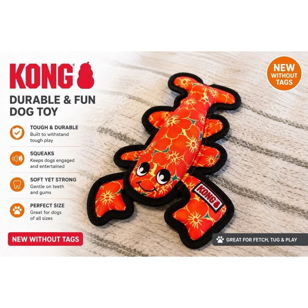 KONG Ballistic Lobster Dog Toy Durable Tug squeek rattle Medium/Large